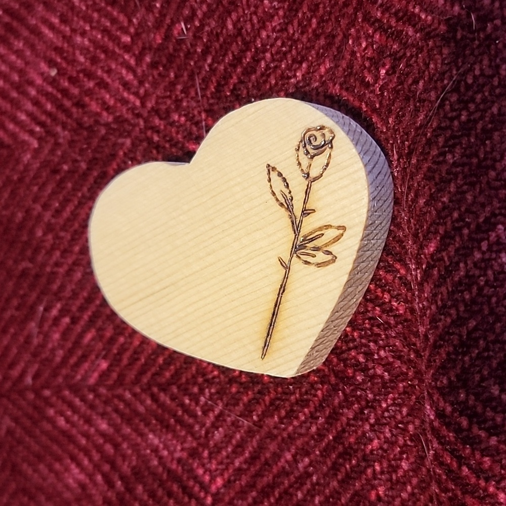 Pyrography rose heart